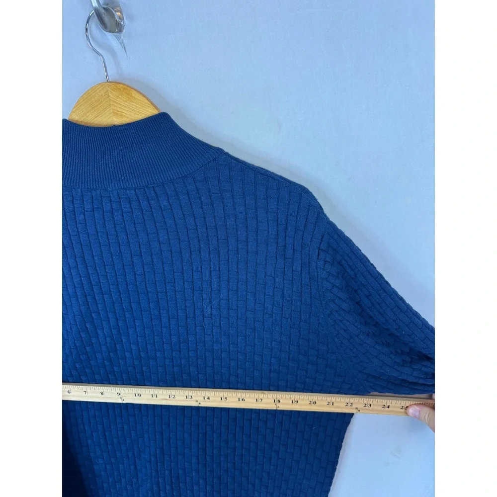 Polo Ralph Lauren Mens XL Navy Blue Full Zip Cotton Basket Weave Knit Sweater
